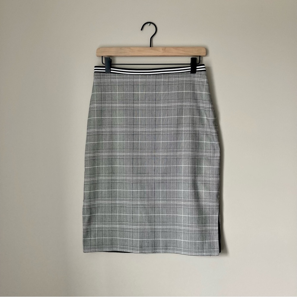 Banana Republic Houndstooth Plaid Black and White Pencil Skirt Size 2